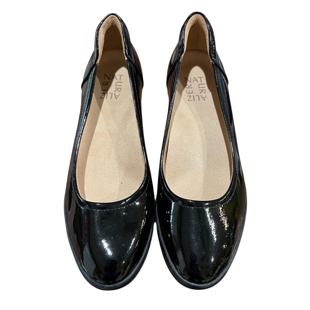 Naturalizer Black Patent Sam Comfort Wedge Pumps US 7.5 Office Casual Church - Picture 3 of 9